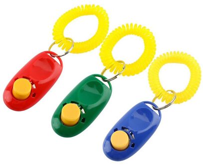 3 stks set Hond Opleiding Clicker met Polsband Grote Knop Hond Trein Plastic Portable Sound Clicker Voor Hond training Levert