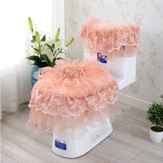 3 stks/set Kant Borduurwerk Badkamer Toiletbril Pad Tank Deksel Top Cover Wc Pad Set Stoelhoezen Huishoudelijke Stofdicht Decoratie