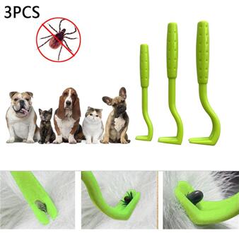 3 stks/set Kat Hond Pet Tick Remover Set Tool Hook Tool, Luizen Verwijderen Twister Haak Tool Picker Vlooien Kam Groen
