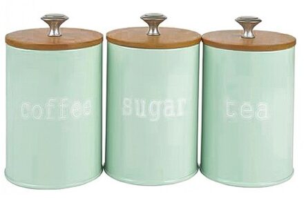 3 Stks/set Keuken Metalen Spice Kruiden Bus Zout Suiker Peper Container Jar X022 groen