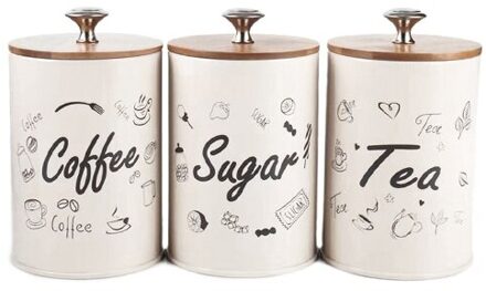 3 Stks/set Keuken Metalen Spice Kruiden Bus Zout Suiker Peper Container Jar X022 ivoor Letters