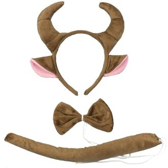 3 Stks/set Koe Dier Hoofddeksels Set Kids Meisjes Jongens Hoofdbanden Vlinderdas Halloween Kinderen Dag Jurk Up Decoratie Hoofdband 2