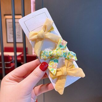 3 Stks/set Leuke Bows Haarspelden Voor Meisjes Bloem Print Haar Bogen Boutique Haar Clip Voor Kinderen Meisjes Haarspeldjes Haaraccessoires geel