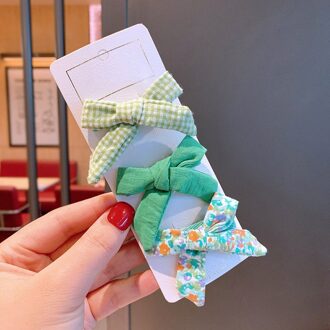 3 Stks/set Leuke Bows Haarspelden Voor Meisjes Bloem Print Haar Bogen Boutique Haar Clip Voor Kinderen Meisjes Haarspeldjes Haaraccessoires groen