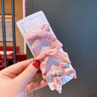 3 Stks/set Leuke Bows Haarspelden Voor Meisjes Bloem Print Haar Bogen Boutique Haar Clip Voor Kinderen Meisjes Haarspeldjes Haaraccessoires roze