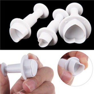 3 stks/set Liefde Hartvorm Fondant Kauwgom Plakken Cupcake Toppers MoldCookie Plunger Cutter Biscuit Kerst Cake Decorating Tool