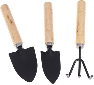 3 Stks/set Mini Houten Handvat Schop Hark Spade Bonsai Gereedschap Set Tuin Gereedschap Sets