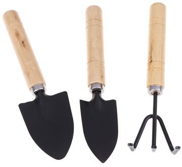 3 Stks/set Mini Houten Handvat Schop Hark Spade Bonsai Gereedschap Set Tuin Gereedschap Sets