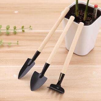 3 Stks/set Mini Tuingereedschap Houten Handvat Rvs Potplanten Schop Hark Spade Voor Bloemen Potplanten Tuin Gereedschap