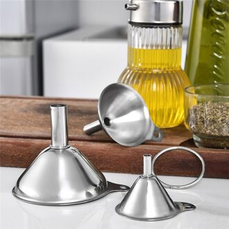 3 Stks/set Multifunctionele Rvs Trechter Olie Essentail Water Spice Wijn Fles Filter Trechter Voor Home Kitchen Tool