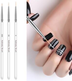 3 Stks/set Nail Art Liner Brush Ultra-Dunne Gesneden Kristallen Pull Draad Bloem Puntjes Tekening Striping Plastic Diy Schilderen pen Tips