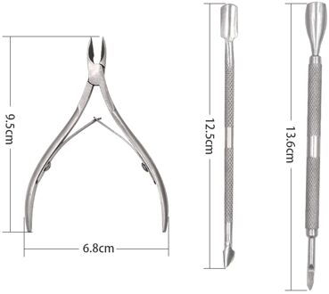 3 stks/set Nail Cuticle Pusher Dode-skin Remover Rvs Manicure Nail Cuticle Nipper Lepel Cutter Manicure Gereedschap