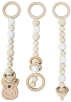 3 Stks/set Nordic Baby Gym Frame Game Hangers Zintuiglijke Nursery Houten Ring-Pull Speelgoed 412-wit