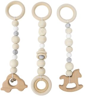 3 Stks/set Nordic Baby Gym Frame Game Hangers Zintuiglijke Nursery Houten Ring-Pull Speelgoed 413-wit