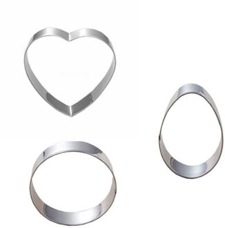 3 stks/set Pasen Ronde Hart Ei Molding Metalen Cakevorm Fruit Groente Biscuit Cookie Cutter Gereedschap Keukengerei Rvs