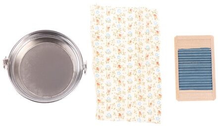 3 Stks/set Poppenhuis Mini Oude Tijd Wastobbe Met Houten Wasbord Handdoek Set Meubilair Speelgoed