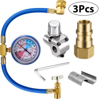 3 Stks/set R134a Inflatie Slang Met Manometer BPV31 Klep R12 Om R134a Conversie Kit Auto Inflatie Slang Auto Accessoires