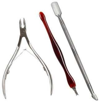 3 stks/set Roestvrij Staal Nagelschaartje Nagelknipper Nail Art Cuticle Pusher Nipper Remover Clipper Manicure Pedicure Gereedschap