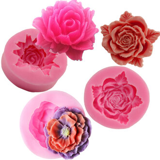 3 Stks/set Rose Bloem Siliconen Mallen Vormen Cake Zeep Mold 3D Fondant Cake Chocolade Kaars Mallen Klei Hars Keuken Accessoires
