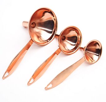 3 Stks/set Rose Gold Rvs Kruiden Wijn Fles Filter Trechters Keuken Gadgets Draagbare Met Handvat Olie Gereedschap Goud