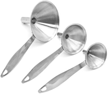 3 Stks/set Rose Gold Rvs Kruiden Wijn Fles Filter Trechters Keuken Gadgets Draagbare Met Handvat Olie Gereedschap Zilver