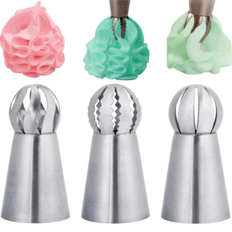 3 Stks/set Russische Sferische Bal Rvs Bloem Cake Nozzles Icing Keuken Gebak Cupcake Bakken Gebak Gereedschap