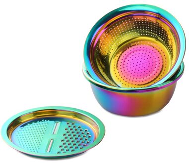 3 Stks/set Rvs Groentesnijder Aardappel Rasp Komkommer Wortel Fruit Dunschiller Keuken Zeef Rijst Wastafel Gebruiksvoorwerp regenboog nee.0