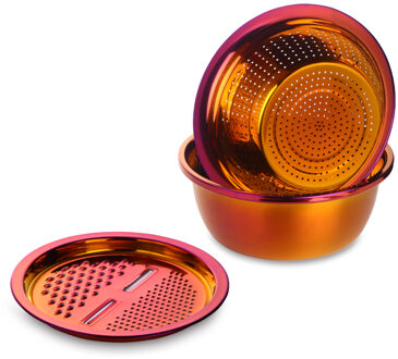 3 Stks/set Rvs Groentesnijder Aardappel Rasp Komkommer Wortel Fruit Dunschiller Keuken Zeef Rijst Wastafel Gebruiksvoorwerp regenboog nee.3