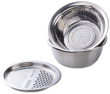 3 Stks/set Rvs Groentesnijder Aardappel Rasp Komkommer Wortel Fruit Dunschiller Keuken Zeef Rijst Wastafel Gebruiksvoorwerp zilver