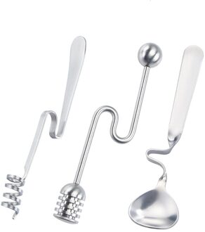3 Stks/set Rvs Honing Lepel Honing Dipper Siroop Dipper Stick Server Voor Honing Pot Jar Container