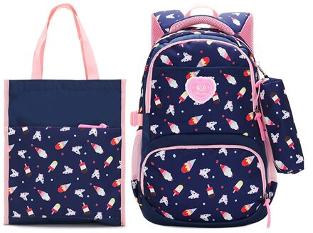 3 Stks/set School Rugzakken College Schooltas Vrouwen Canvas Rugzak Mode Voor Tiener Meisjes Jongens Rugzak Moclila Schoudertassen blauw