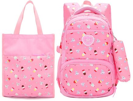 3 Stks/set School Rugzakken College Schooltas Vrouwen Canvas Rugzak Mode Voor Tiener Meisjes Jongens Rugzak Moclila Schoudertassen roze