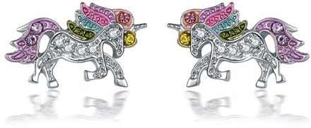 3 stks/set Sieraden Set Steentjes Zilveren Paard Hanger Ketting Set voor Vrouwen Kids Eenhoorn Sieraden Valentijnsdag 6