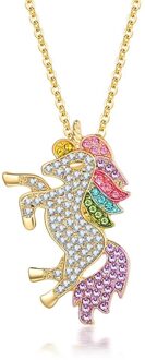 3 stks/set Sieraden Set Steentjes Zilveren Paard Hanger Ketting Set voor Vrouwen Kids Eenhoorn Sieraden Valentijnsdag