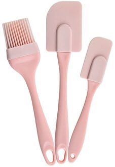 3 Stks/set Siliconen Kookgerei Spatel Barbeque Bbq Borstel Hittebestendige Cake Schraper Multifunctionele Bakken Tools 3stk roze