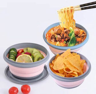 3 Stks/set Siliconen Opvouwbare Bento Kom Inklapbare Draagbare Lunch Container Doos Voedsel Diner Outdoor Container Kom Voor Volwassen