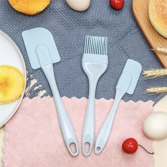 3 Stks/set Siliconen Spatel Barbecue Borstel Keukengereedschap Tool Kit Hittebestendige Bbq Olie Kruiderij Borstels Cake Schraper blauw