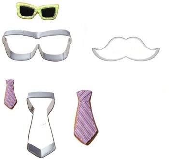 3 Stks/set Snor Tie Zonnebril Frame Metalen Cookie Cutters Bakvormen Cake Decorating Biscuit Stempel Keuken Bakken Accessoires