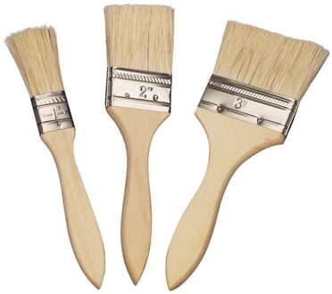 3 Stks/set Thuis Tool Muur Decor Herbruikbare Barbecue Nylon Gouache Met Houten Handgrepen Olieverf Cadeau Voor Kinderen Verf Borstel # Y5