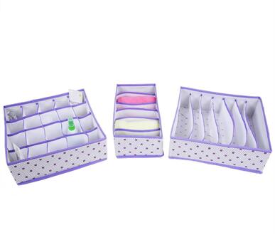 3 stks/set Vouwen Ondergoed Opbergdoos Divider Organizer Sokken Closet Container Paars