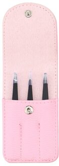 3 Stks/set Wenkbrauw Pincet Rvs Punt Tip/Slant Tip/Flat Tip Ontharing Eye Brow Clips Makeup tool TSLM1 01 roze