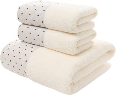 3 Stks/set Zachte Dot Katoenen Handdoeken Voor Volwassenen Absorberende Badstof Hand Bad Strand Gezicht Vel Vrouwen Basic Handdoeken wit