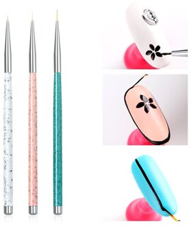 3 stks/sets Nail Art Geschilderde Bloemen Pen Dubbele hoofd Nail Art Rhinestones Gems Gesneden Haak Borstel DIY Salon Nail Art manicure