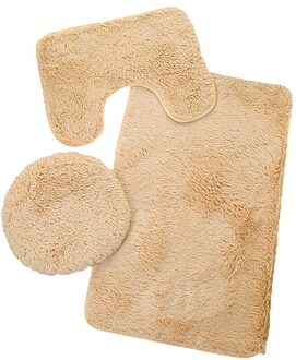 3 Stuk Badkamer Anti-Slip Mat Set Wc Tapijt Flanellen Antislip Douche Tapijt Set Huishoudelijke Wc Deksel douche Tapijt Vloermat khaki