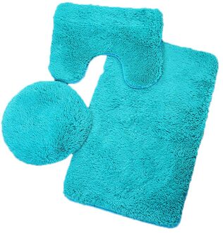 3 Stuk Badkamer Anti-Slip Mat Set Wc Tapijt Flanellen Antislip Douche Tapijt Set Huishoudelijke Wc Deksel douche Tapijt Vloermat lucht blauw