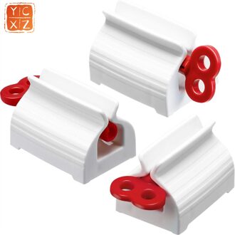 3 Stuk Rolling Tube Tandpasta Knijper, Tandpasta Houder Houder, Roterende Tandpasta Dispenser, Geschikt Voor Badkamer rood