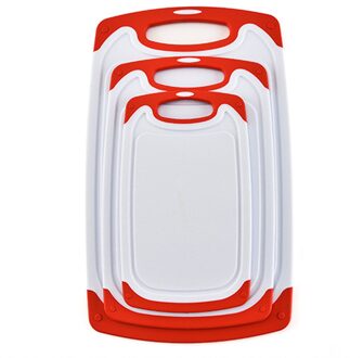 3 Stuk Set Antislip Huishouden Snijplank Pak Meerdere Maten Keuken Snijplank Set Met Easy-Grip Handvatten Rood