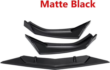 3 Stuk Zwart/Carbon Fiber Look Auto Voorbumper Lip Splitter Lip Spoiler Diffuser Spoiler Cover Voor Honda Voor civic matte zwart