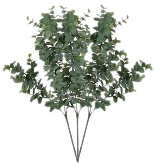 3 stuks Eucalyptus kunstbloemen takken 65 cm decoratie - Kunstplanten Groen