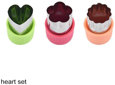 3 Stuks Fruit Snijden Mold Rvs Portable Groente Cutter Star Hart Vorm Keuken Gadget hart reeks